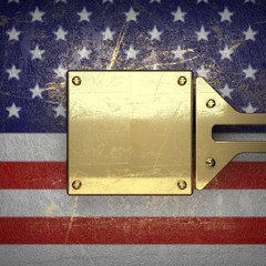 golden background painted to US flag