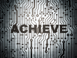Business concept: circuit board with Achieve