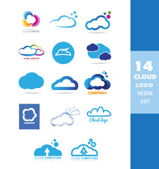 Obraz premium Cloud data storage logo icon set