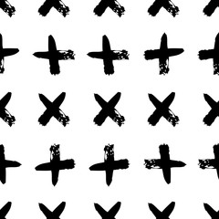 Seamless pattern with ink crosses