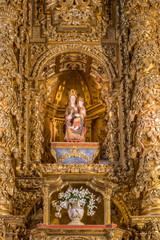 Statue of Maria and Child on the Altar in Najera on the Camino de Santiago