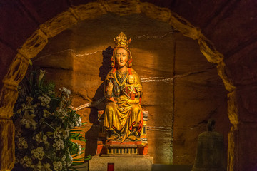 Fototapeta na wymiar Statue of Maria, found in a cave in Najera on the Camino de Santiago