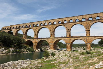 Obraz premium Pont du Gard is an old Roman aqueduct near Nimes in Southern France