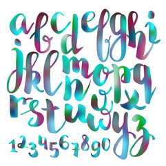 Handwritten brush pen colorful font