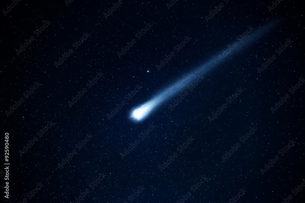 Sticker comet in the starry sky. elements of this image furnished by nasa.