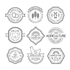 Agriculture and farming logos in linear style