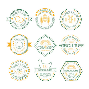 Agriculture and farming logos in linear style