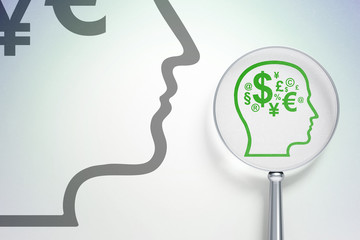 Advertising concept:  Head With Finance Symbol with optical