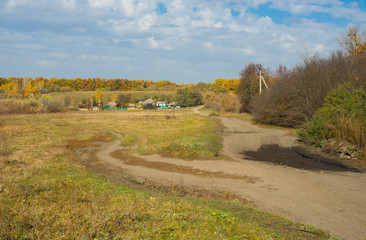 Autumn in rural village Pidstavky, Sumskaya oblast, Ukraine