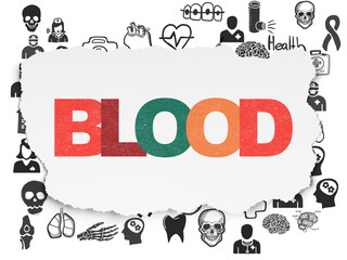 Medicine concept: Blood on Torn Paper background