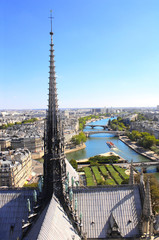 Obraz premium View from the heights of Cathedral of Notre Dame de Paris, Franc