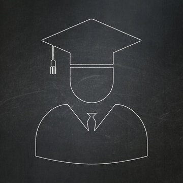Science concept: Student on chalkboard background