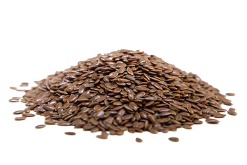 Flax seeds isolated on white background