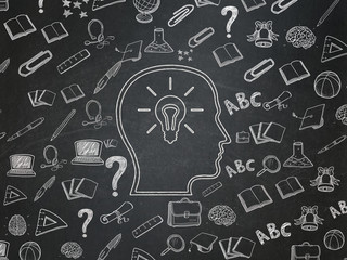 Learning concept: Head With Lightbulb on School Board background