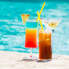 Cocktails  on blue background