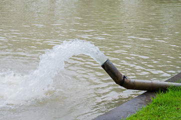 Water pouring out from drain water pipe