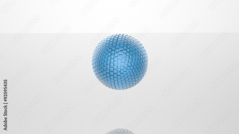 Poster 3d abstract advanced technology motion background. revolving sphere formed by glossy cubes. seamless