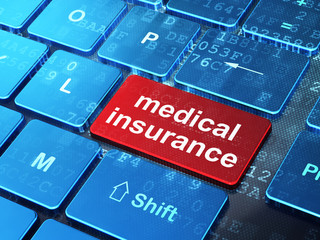 Fototapeta premium Insurance concept: Medical Insurance on computer keyboard
