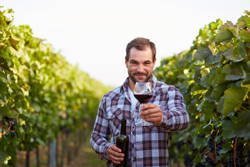 Fototapeta premium Winemaker in vineyard