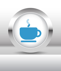 Web button with Coffee illustration on abstract table