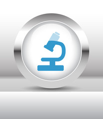 Web button with Microscope illustration on abstract table