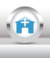 Web button with Hospital illustration on abstract table