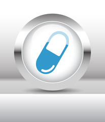 Web button with Pill illustration on abstract table