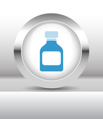 Web button with Medicine Bottle illustration on abstract table