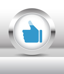 Web button with Like Thumb illustration on abstract table.