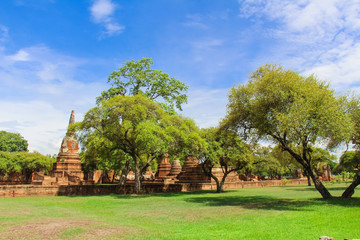 Landscape of Ayutthaya historical park in Thailand.