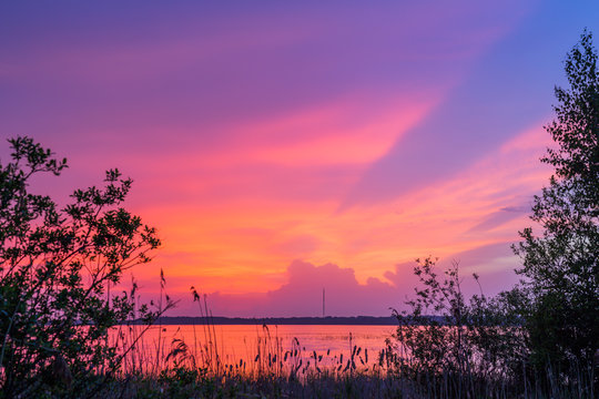Sunset over water