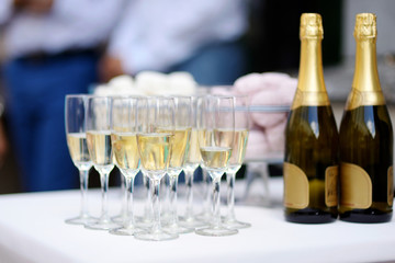 Wine glasses during some festive event