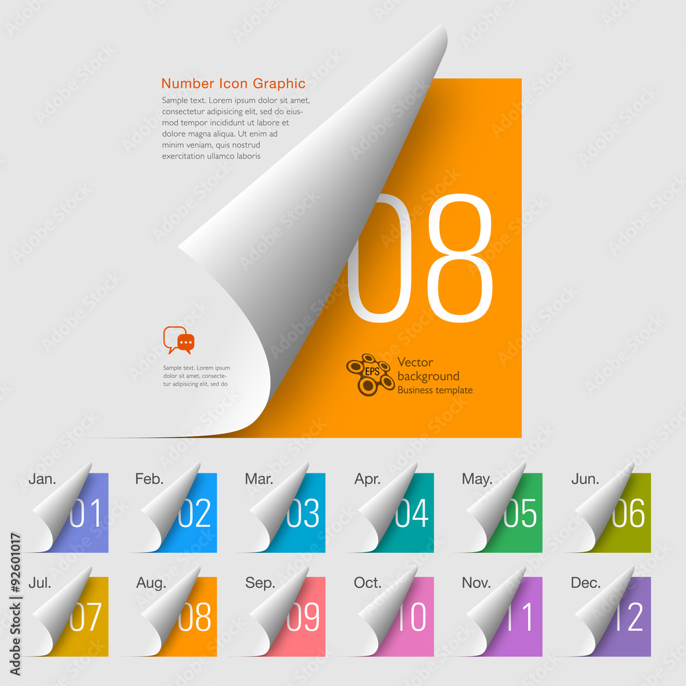 Wall mural colorful number buttons set #vector graphics