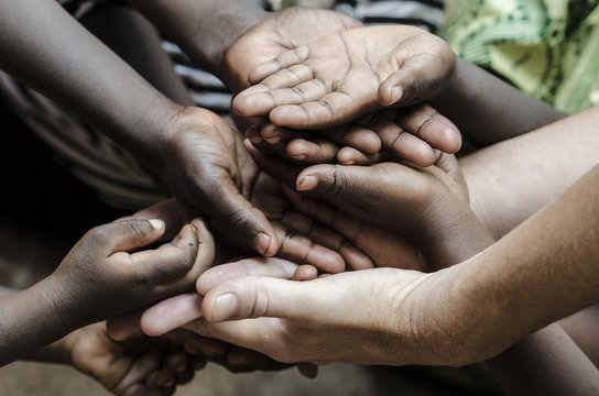 African Hands Cupped (World Social Issues) Health Problems Symbol. African Children in developing countries suffer most from this problem, that causes malnutrition and health problems.