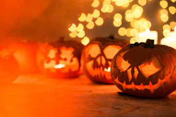 Halloween pumpkins on the table © Photographee.eu