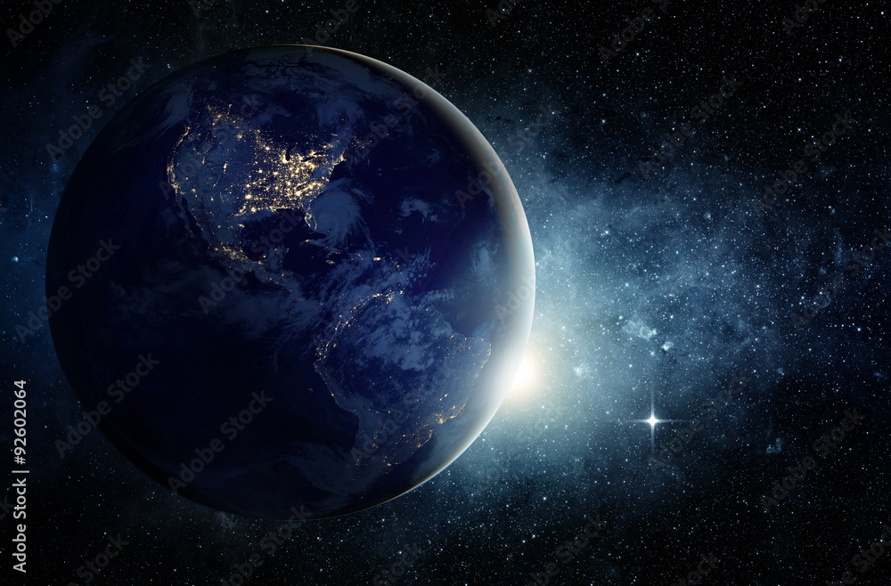 Canvas Prints earth and galaxy. elements of this image furnished by nasa.