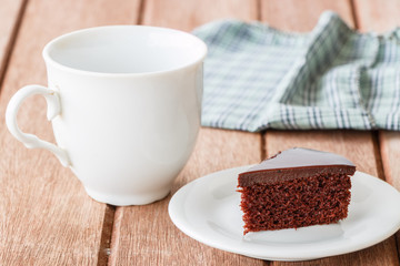 chocolate cake on dish