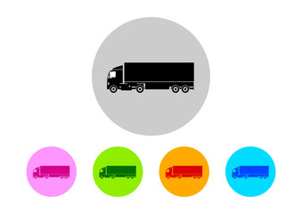 Fototapeta na wymiar Colorful truck icons on white background