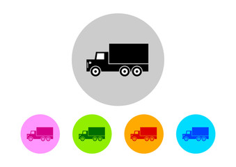 Colorful truck icons on white background