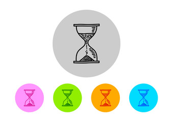 Colorful hourglass icons on white background