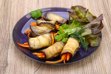 Eggplant rolls with carrot