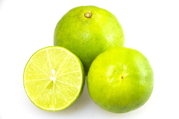 Obraz na płótnie Canvas Asia fresh green lemon cutting group