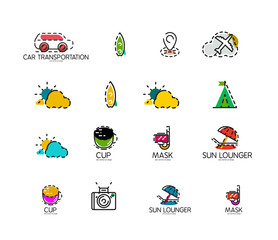 Set of abstract travel logo icons. Business, app or internet web