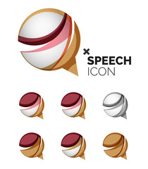 Fototapeta premium Set of abstract speech bubble and cloud icons, business logotype