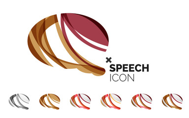 Set of abstract speech bubble and cloud icons, business logotype