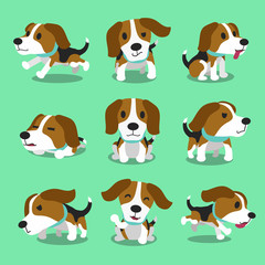 Cartoon character beagle dog poses