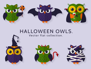 Halloween owls set 2