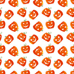 Halloween seamless pattern with pumpkins.