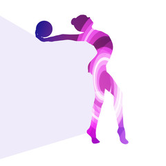 Modern rhythmic gymnastics woman with ball silhouette illustrati