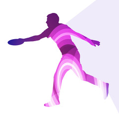 Man playing throwing flying disc silhouette illustration vector